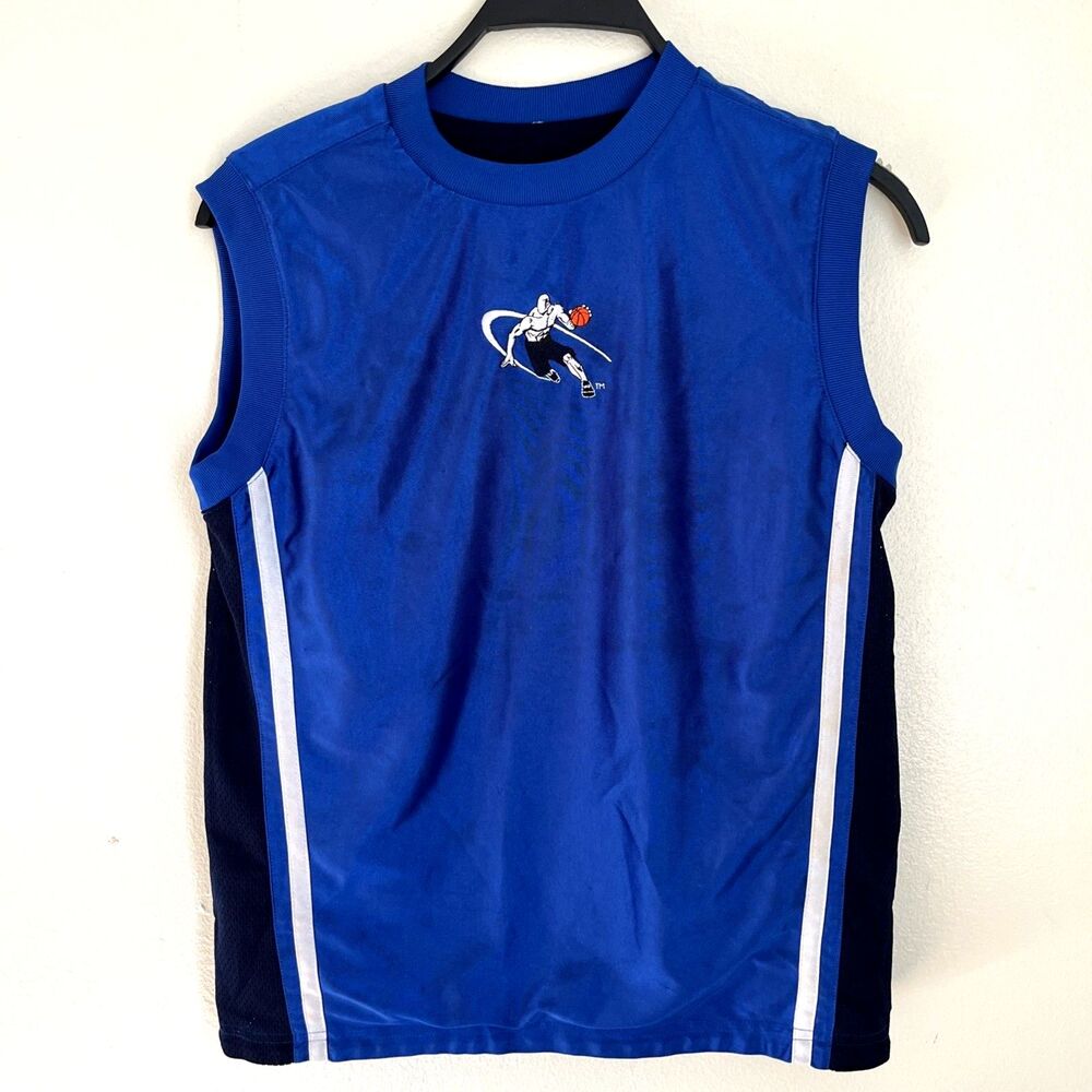 AND1 Vintage 90s Y2K Streetwear Reversible Basketball Jersey Mesh Tank, Blue- L